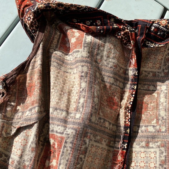 Vintage 60s 70s Brown and Black Geometric Trippy Hippie Patchwork Romper - Picture 7 of 7